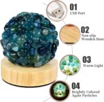 Blue Agate Lamp,Healing Crystals Night Light with Wooden Baseor for Yoga Balance... - Image 4
