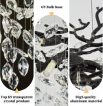 Modern Crystal Chandelier 17.7" Black Tree Branch Chandelier with K9 Crystals, D... - Image 3