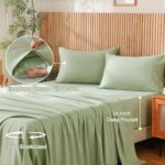 JSD 100% Cotton Sage Green Sheet Set Twin, 300 High Thread Count Sateen Sheets D... - Image 7