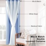 Hiasan Baby Blue Blackout Curtains with Sheer 84 Inches Long, Thermal Insulated ... - Image 6