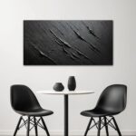 Trogonup Black Abstract Wall Art for Living Room Hand Painted Minimalist Texture... - Image 3