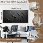 Trogonup Black Abstract Wall Art for Living Room Hand Painted Minimalist Texture... - Image 5