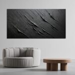 Trogonup Black Abstract Wall Art for Living Room Hand Painted Minimalist Texture... - Image 7