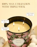 M&SENSE Neroli Noir Scented Candle, 28.2oz 3 Wick Natural Soy Wax Large Candles,... - Image 4