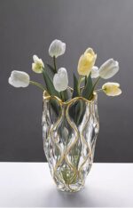 Hand Painted Gold Vase 11.6 inch Tall. (Gold) - Image 7