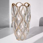 Hand Painted Gold Vase 11.6 inch Tall. (Gold) - Image 9