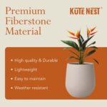 KUTE NEST 12.5" H x 11.4" D Premium Corso Fiberstone Round Tapered Planter with ... - Image 6