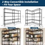 Garvee 71"Wide Storage Shelves Metal Shelving Units 5 Tier, Wire Shelving Rack 1... - Image 4