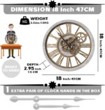 B-Style Large Wall Clock 18 Inch Moving Gear Oversized Vintage Farmhouse Rustic ... - Image 5