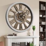 B-Style Large Wall Clock 18 Inch Moving Gear Oversized Vintage Farmhouse Rustic ... - Image 8
