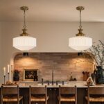 Vintage Brass Milk Glass Pendant Light Fixture, 13.8" White Pleated Glass Chande... - Image 5