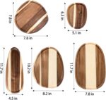 Okllen Set of 5 Small Acacia Wood Serving Platter and Trays, Irregular Oval Soli... - Image 3