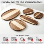 Okllen Set of 5 Small Acacia Wood Serving Platter and Trays, Irregular Oval Soli... - Image 5