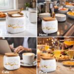 Marble Ceramics Sugar Bowl Ceramic Seasoning Box Ceramic Spice Jars Porcelain Co... - Image 3