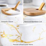 Marble Ceramics Sugar Bowl Ceramic Seasoning Box Ceramic Spice Jars Porcelain Co... - Image 5
