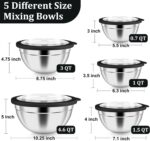 P&P CHEF Mixing Bowls with Visible Airtight Lids Set of 5, 10-Piece Stainless St... - Image 3