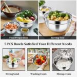 P&P CHEF Mixing Bowls with Visible Airtight Lids Set of 5, 10-Piece Stainless St... - Image 4
