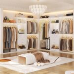 Unikito 8FT Closet System with 4 Drawers, 96" Wood Closet Organizer with Mirror ... - Image 4