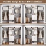 Unikito 8FT Closet System with 4 Drawers, 96" Wood Closet Organizer with Mirror ... - Image 5