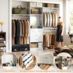 Unikito 8FT Closet System with 4 Drawers, 96" Wood Closet Organizer with Mirror ... - Image 6