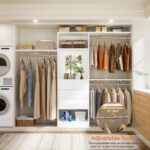 Unikito 8FT Closet System with 4 Drawers, 96" Wood Closet Organizer with Mirror ... - Image 7