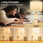 SAIWEYA Crystal Table Lamps Modern 3-Way Dimmable Bedside Lamp with 2 USB Ports ... - Image 3