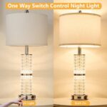 SAIWEYA Crystal Table Lamps Modern 3-Way Dimmable Bedside Lamp with 2 USB Ports ... - Image 4