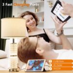 SAIWEYA Crystal Table Lamps Modern 3-Way Dimmable Bedside Lamp with 2 USB Ports ... - Image 5