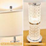 SAIWEYA Crystal Table Lamps Modern 3-Way Dimmable Bedside Lamp with 2 USB Ports ... - Image 6