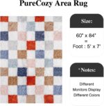 PureCozy Checkered Rug 5x7 for Living Room, Modern Rainbow Shag Rug Super Soft W... - Image 4