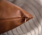 Faux Leather Throw Pillow Covers, 18 x 18 inch Set of 2 Thick Cognac Brown Moder... - Image 4