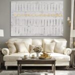 Dolidoteart White Gold Gray Canvas Wall Art, Neutral Abstract Wall Art Print wit... - Image 7