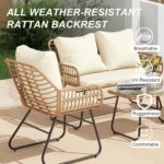 LEX CRAFT 4-Piece Wicker Outdoor Patio Furniture Set with Cushions & Tempered Gl... - Image 3
