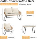LEX CRAFT 4-Piece Wicker Outdoor Patio Furniture Set with Cushions & Tempered Gl... - Image 5