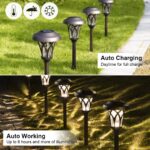GIGALUMI 6 Pack Solar Pathway Lights Outdoor, Metal Glass & ABS Solar Landscape ... - Image 8