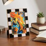 Concepts retro Gold Checkered Bordered Enamel 5x7 (Pack of 1) Black and White Pi... - Image 5