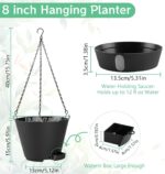 8 Inch Hanging Planters Indoor Outdoor, 3 Pack Plastic Self Watering Plant Pots ... - Image 4
