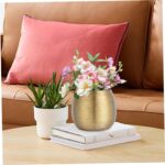 Ceramic Pots for Plants, Gold Flower Pot with Anti-Slip Bottom, Elegant Home Dec... - Image 3