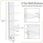 Sorbus 5 Tier Wall Shelf Unit with Hooks, Vertical Column Utility Shelving for H... - Image 4