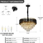 Black Gold Crystal Chandelier Contemporary 20" Modern Living Room Chandeliers K9... - Image 3