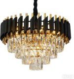 Black Gold Crystal Chandelier Contemporary 20" Modern Living Room Chandeliers K9... - Image 4