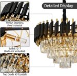 Black Gold Crystal Chandelier Contemporary 20" Modern Living Room Chandeliers K9... - Image 5