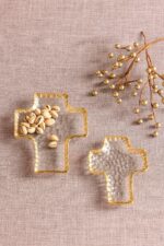 Mud Pie Christmas Gold Edge Cross Tidbit Tray Set - Image 3