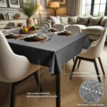 Linen Tablecloth Grey 61 x 157 Inch(155 x 400cm) Rectangular Handmade Grey Table... - Image 5