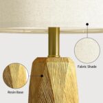 BOBOMOMO 27.5" Gold Table Lamps Set of 2 with USB-A & USB-C Charging Ports, Text... - Image 4