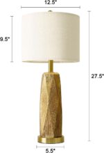 BOBOMOMO 27.5" Gold Table Lamps Set of 2 with USB-A & USB-C Charging Ports, Text... - Image 7