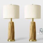 BOBOMOMO 27.5" Gold Table Lamps Set of 2 with USB-A & USB-C Charging Ports, Text... - Image 8