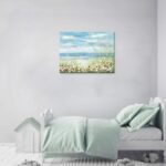 UTOP-art Beach Scene Canvas Wall Art: Seaside White Wildflower & Blue Ocean Seas... - Image 6