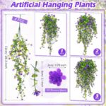Hotop 6 Pcs Ferns Artificial Hanging Plants Vine Hanging Fake Plants Faux Ferns ... - Image 3