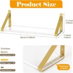 Clear Shelves, Gold Floating Shelves Wall Mounted Set of 2, 8mm Transparent Acry... - Image 4